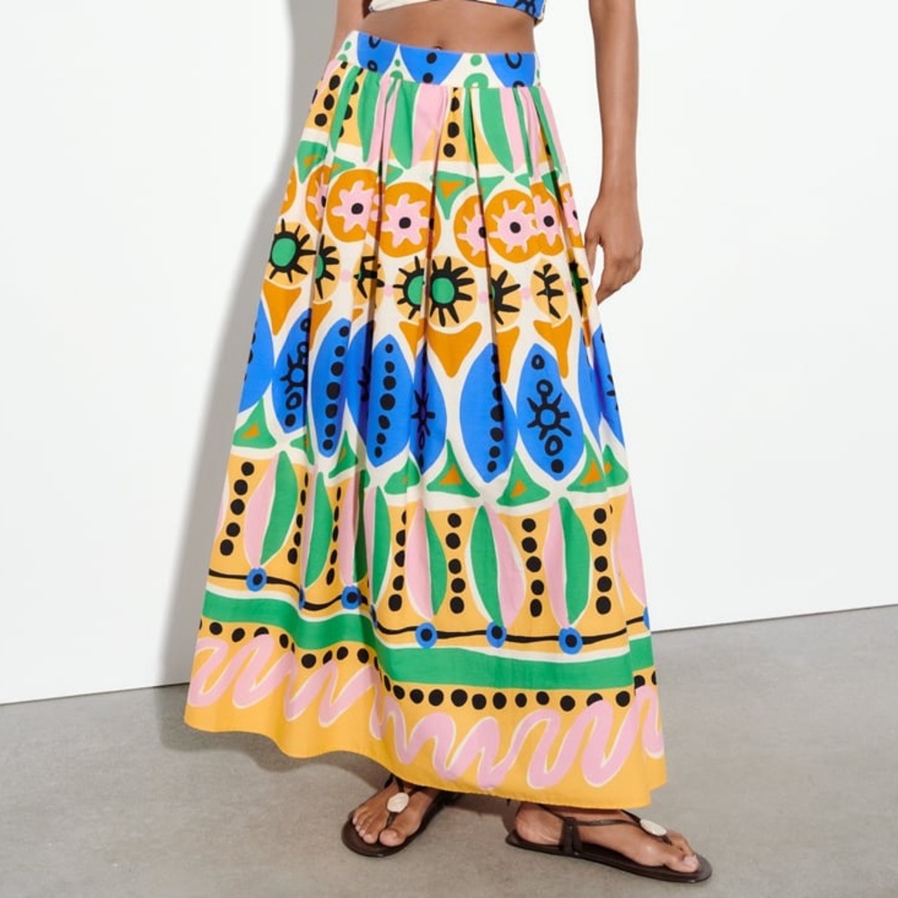 Zara printed maxi skirt